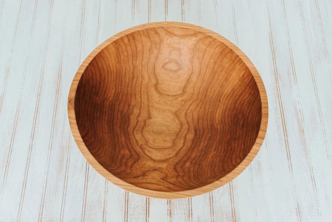 17" Large Cherry Bowl, Food Safe Wooden Bowl, Wooden Salad Bowl, Housewarming Gift- Personalize y... | Etsy (US)