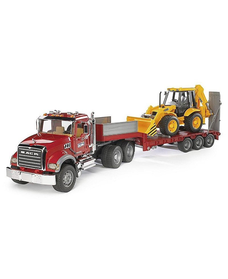 Bruder 1/16 Mack Granite Flatbed Truck w/ Low Loader & Loader Backhoe - Ages 5-7 | Bloomingdale's (US)