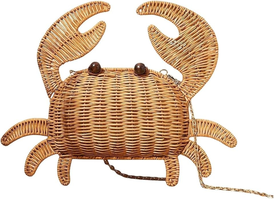 Handwoven Fish Shaped Rattan Crossbody Bag Novelty Wicker Straw Purse Summer Beach Vacation Anima... | Amazon (US)