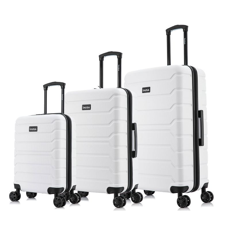 InUSA Trend Lightweight Hardside Checked Spinner 3pc Luggage Set - White | Target