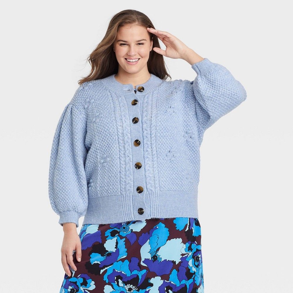 Women's Plus Size Cardigan - Who What Wear Heathered Blue 3X | Target