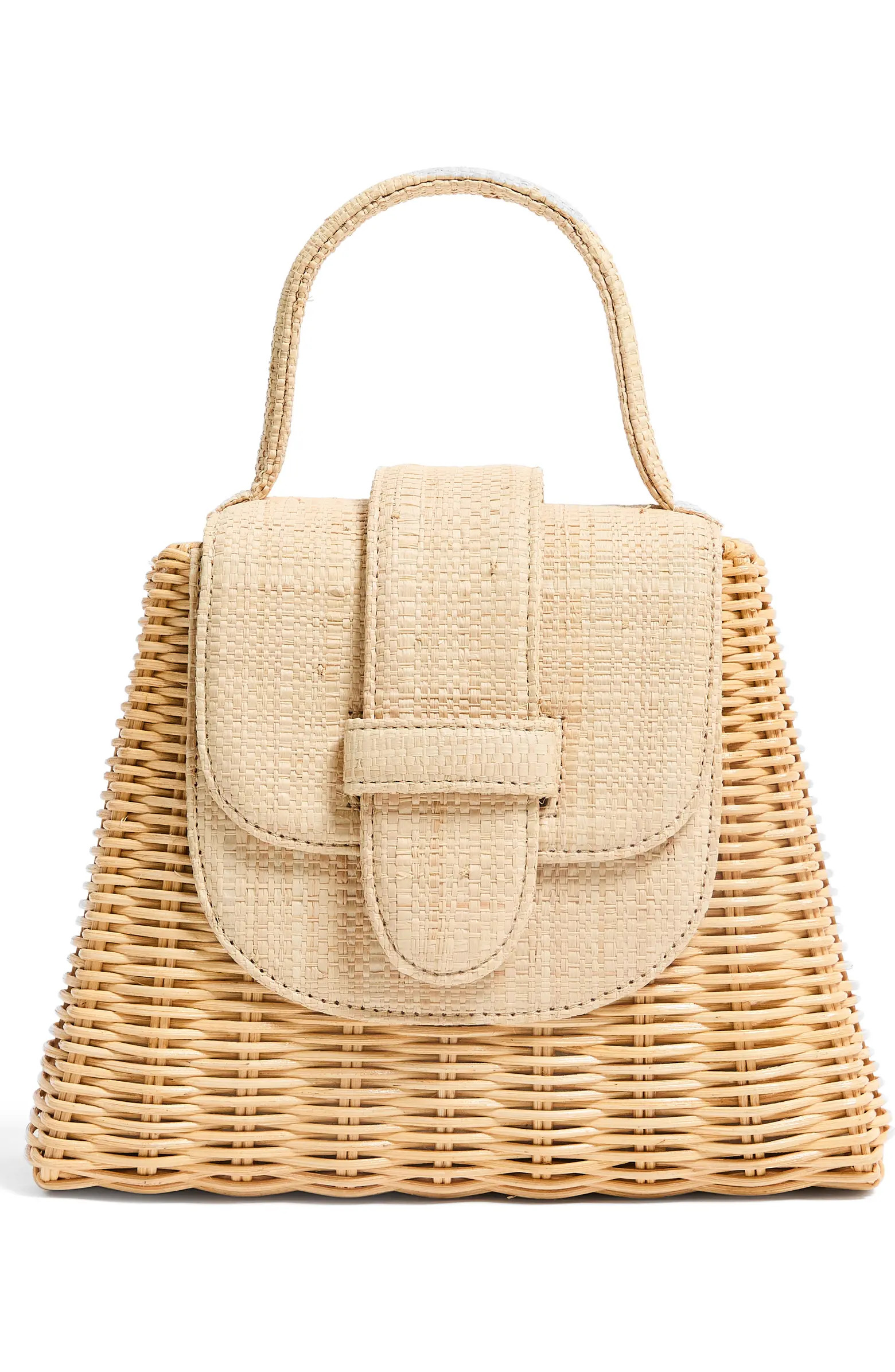 The Petite Lady Rattan & Raffia Top Handle Bag | Nordstrom