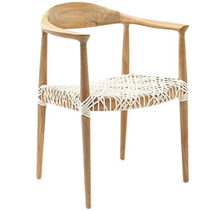 Safavieh Home Collection Wade Light Oak Teak Wood Arm Chair | Amazon (US)