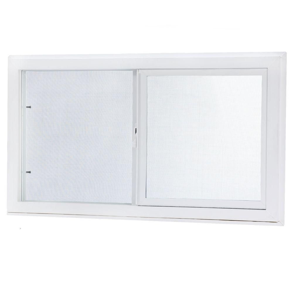 31.75 in. x 13.75 in. Left-Hand Single Sliding Vinyl Window with Dual Pane Insulated Glass - Whit... | The Home Depot