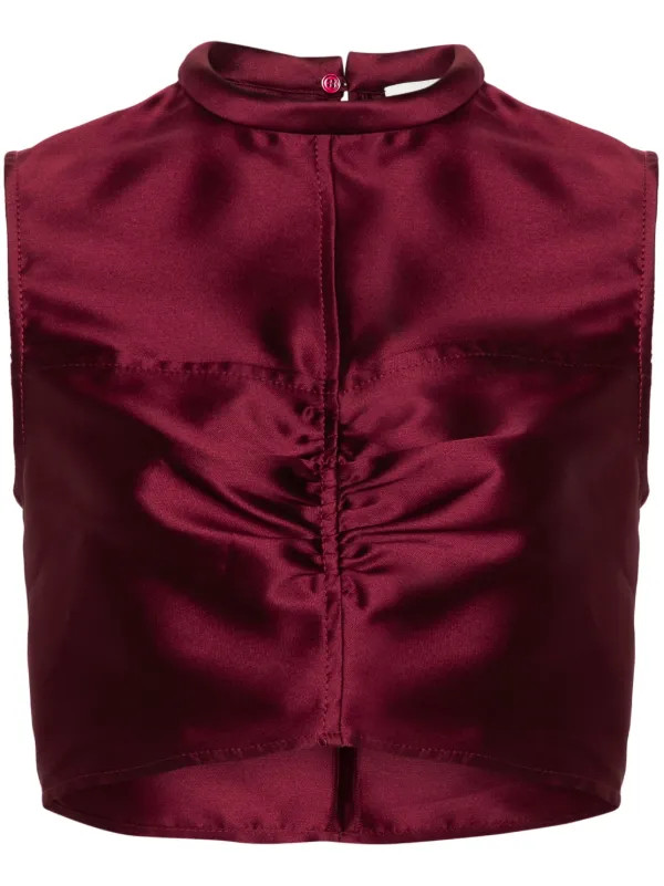 SANDRO Ruched Sleeveless Crop Top - Farfetch | Farfetch Global