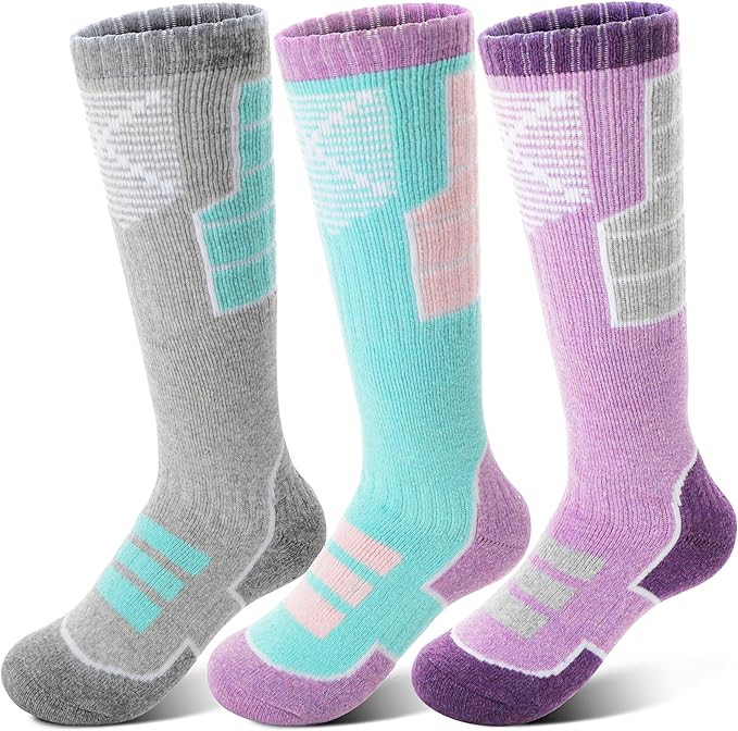Anlisim Kids Merino Wool Ski Socks 3 Pairs Girls Boys Thermal Winter Warm Thick Breathable Socks ... | Amazon (US)