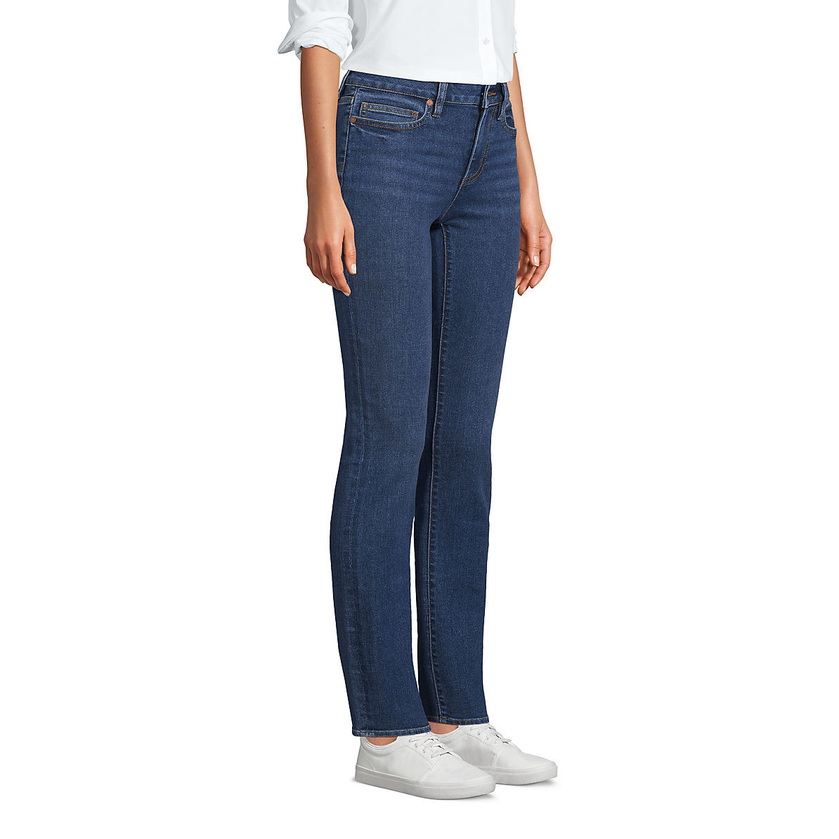 Women's Recover Mid Rise Straight Leg Blue Jeans | Lands' End (US)