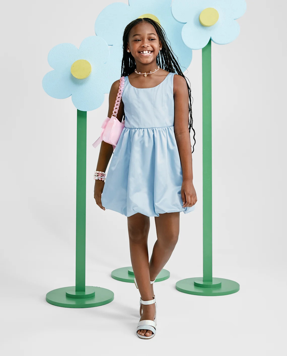 Girls Satin Bubble Dress - blue | The Children's Place