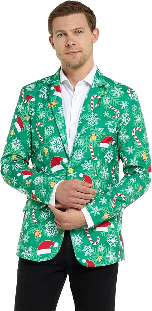 Offstream Men's Christmas Blazer - Ugly X-Mas Holiday Print Outfit - Only Suit Jacket | Amazon (US)