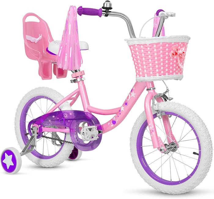 WEIZE Girls Bike for 3-12 Years Old Kids, 14 16 20 Inch Kids Bike with Training Wheels, Streamers... | Amazon (US)