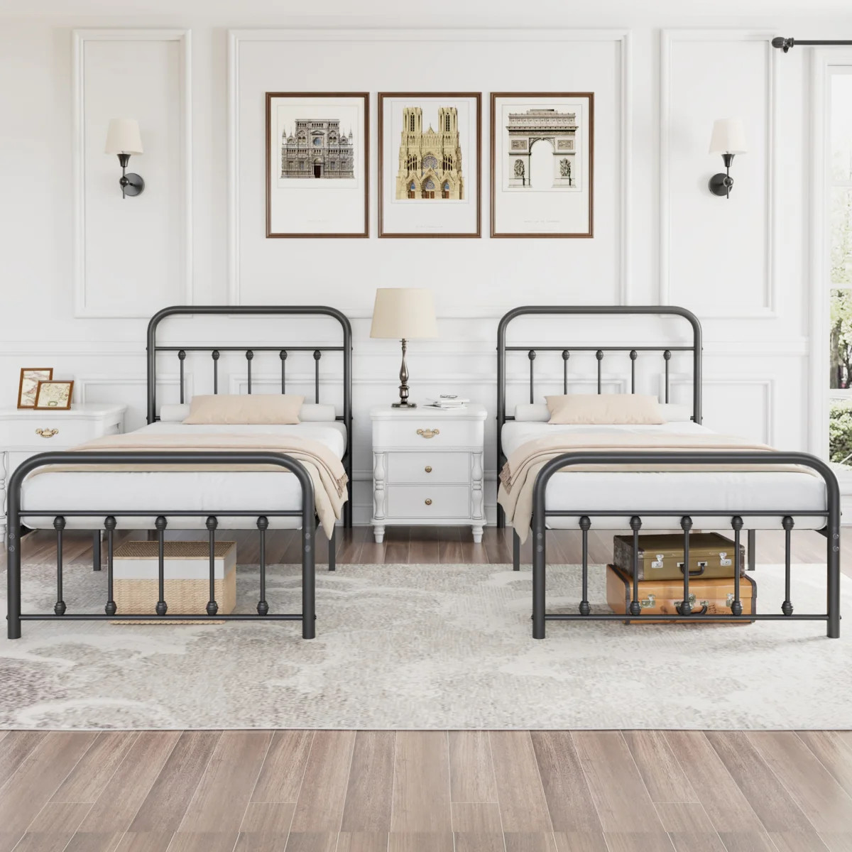 Dorsman Twin-Sized Metal Platform Bed with Headboard (Set of 2) | Wayfair North America