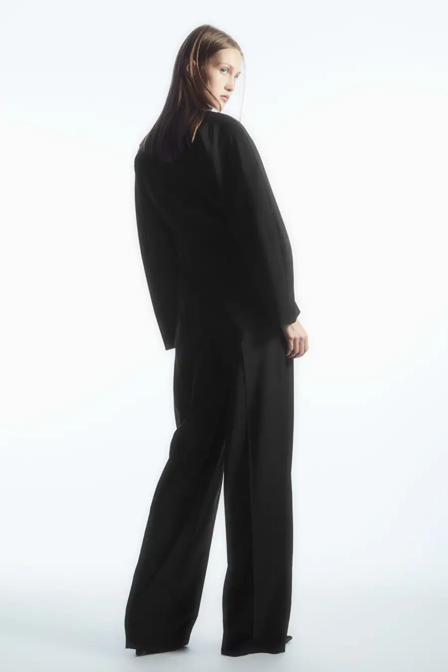 WIDE-LEG TAILORED WOOL TROUSERS - BLACK - COS | COS UK