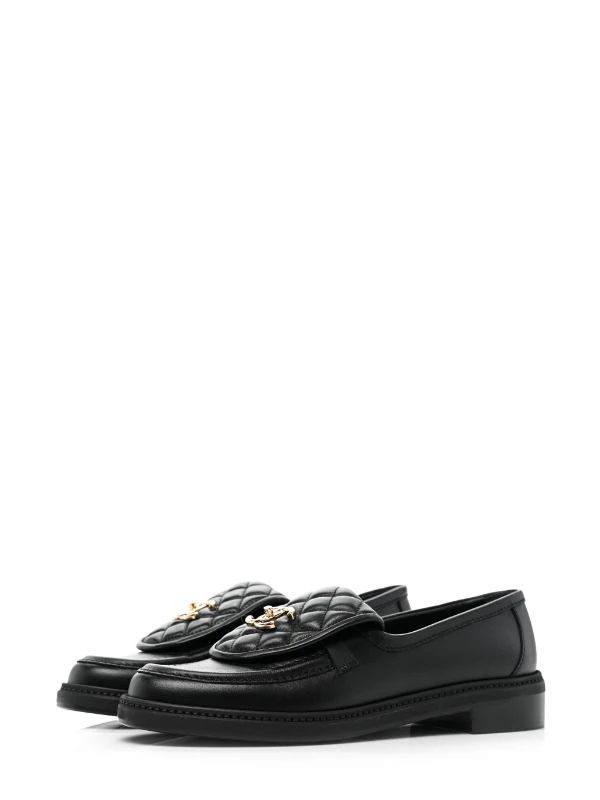 CHANEL Pre-Owned CC Leather Loafers - Farfetch | Farfetch Global