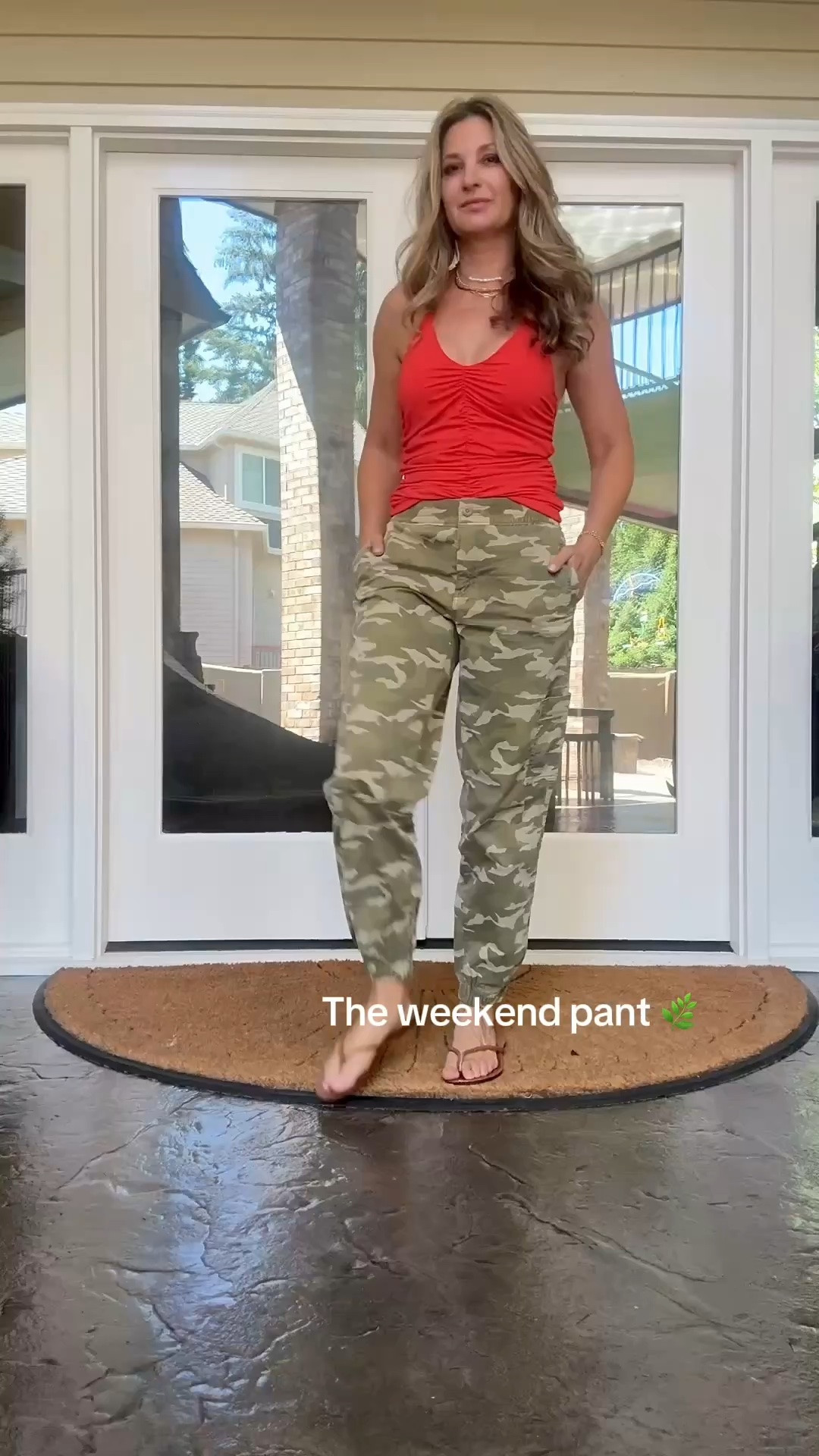 These camo joggers are lightweight, comfortable, and perfect for weekends. Fits true to size (wearing size small). Styled with a bright red tank & simple flip flops for an easy summer outfit…that will work for fall too 🍂

#LTKootd #LTKgrwm #LTKSaleAlert