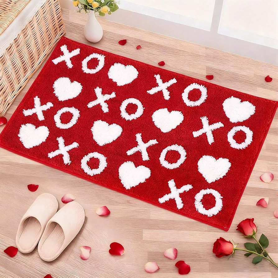 1 Pcs Valentine's Day Bathroom Rug 19.69 x 31.5 inches Valentines Red Heart Kitchen Rug Non Slip ... | Amazon (US)