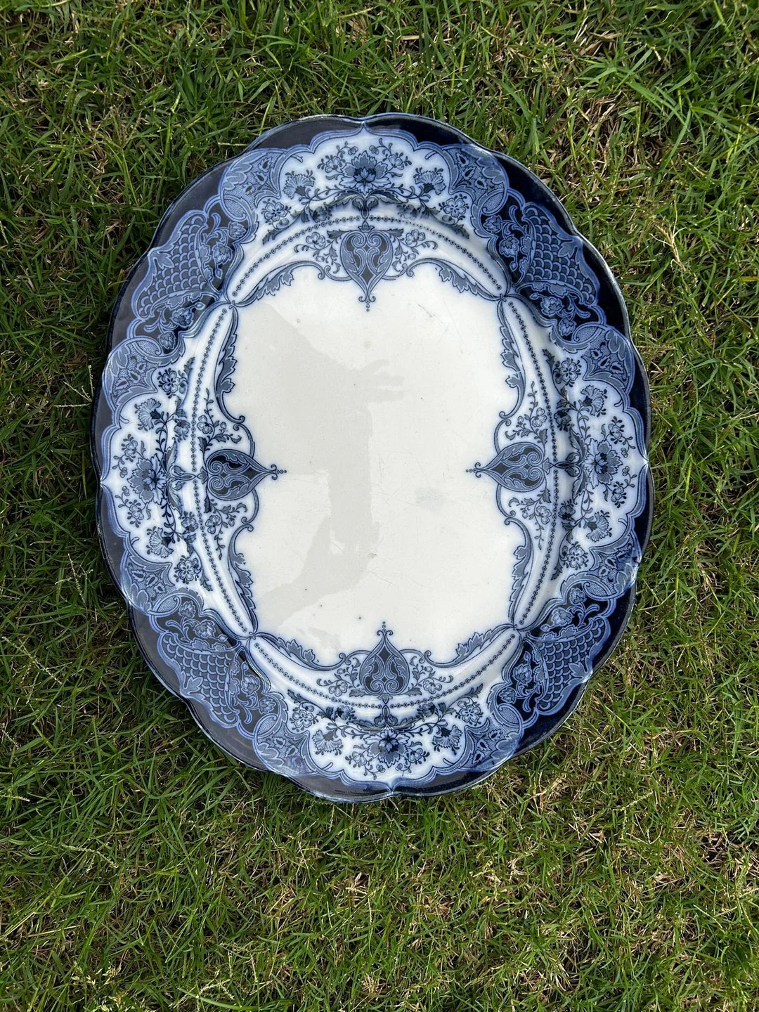 Antique Flow Blue Hanley Weatherby Welbeck Meat Tray 16" | Etsy (US)