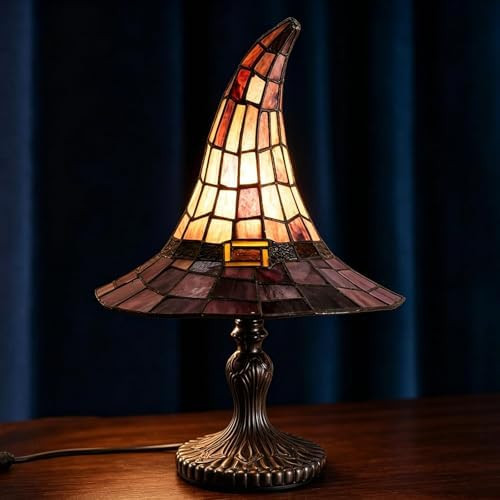 Stained Glass Witch Hat Lamp - Handcrafted Retro Resin Witch Lamp, USB Powered Gothic Wizard Hats... | Amazon (US)