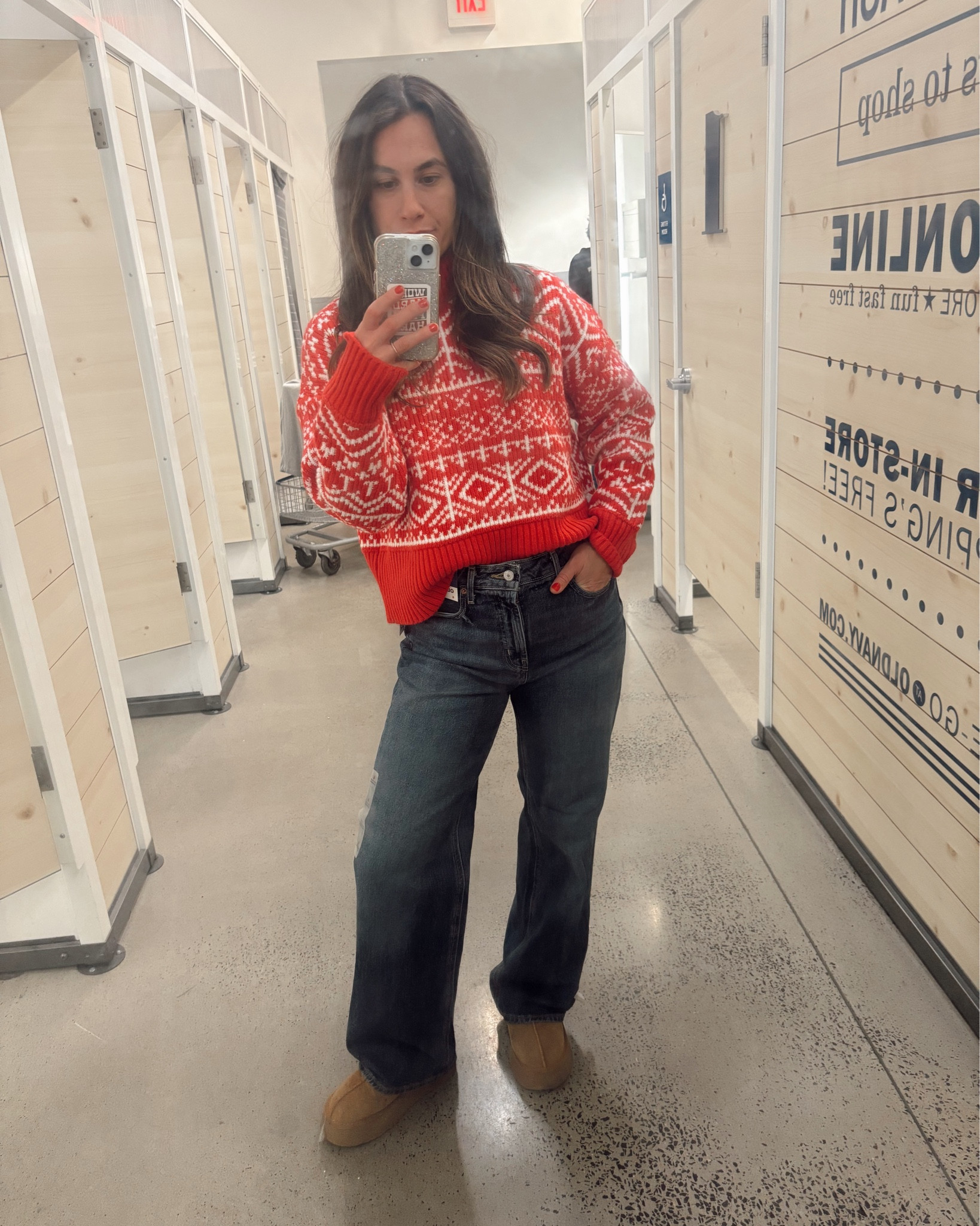 10 days of holiday fits ❄️☃️🎄 dark jeans and a sweater combo always hits. Dress this look up or down with clogs or boots

#LTKHoliday #LTKFindsUnder50 #LTKSaleAlert