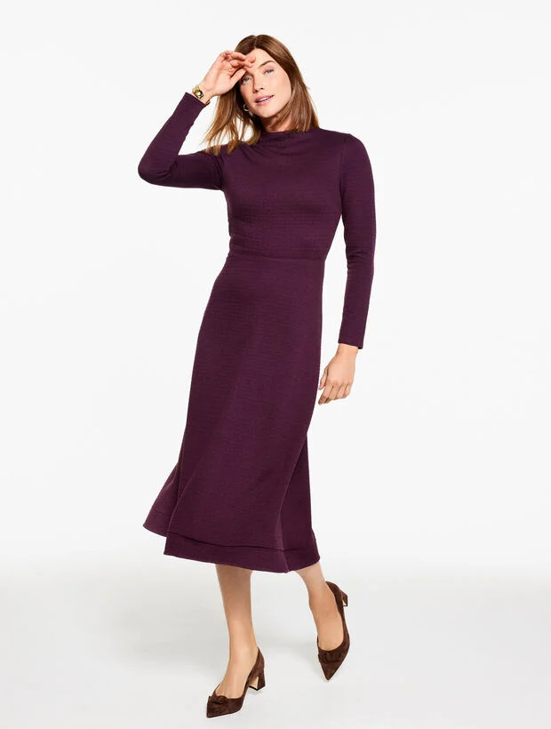 Diamond Jacquard Fit & Flare Midi Dress | Talbots