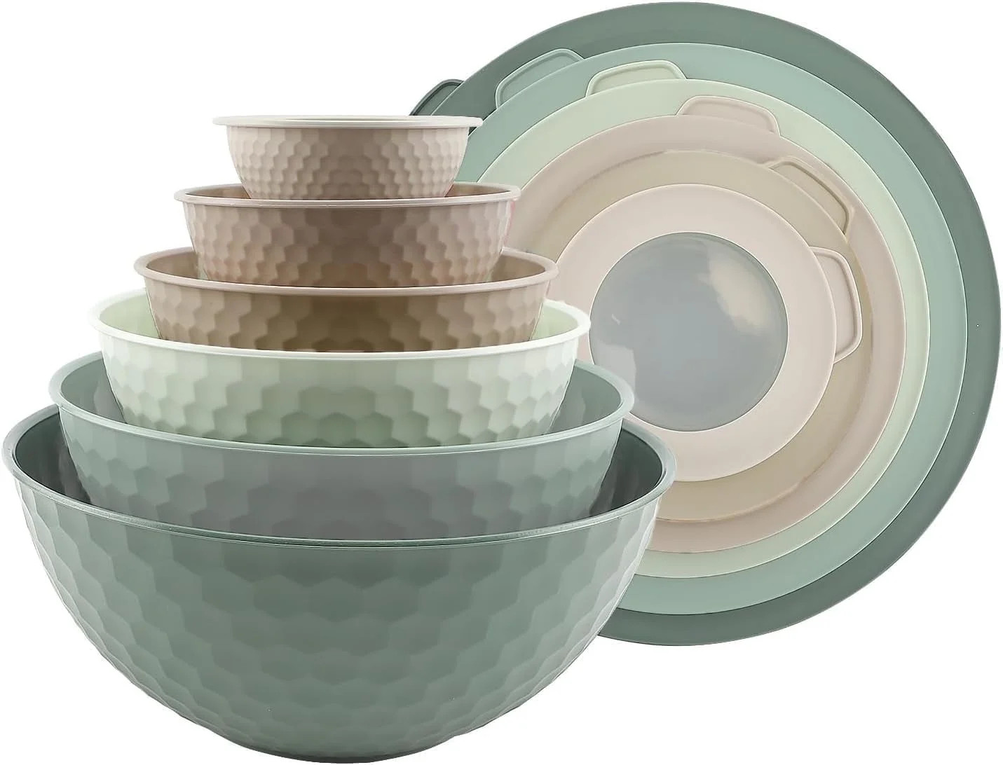 COOK WITH COLOR 12-Pc Mixing Bowls with Lids Set Plastic Bowls for Kitchen, Mint Embossed | Walmart (US)
