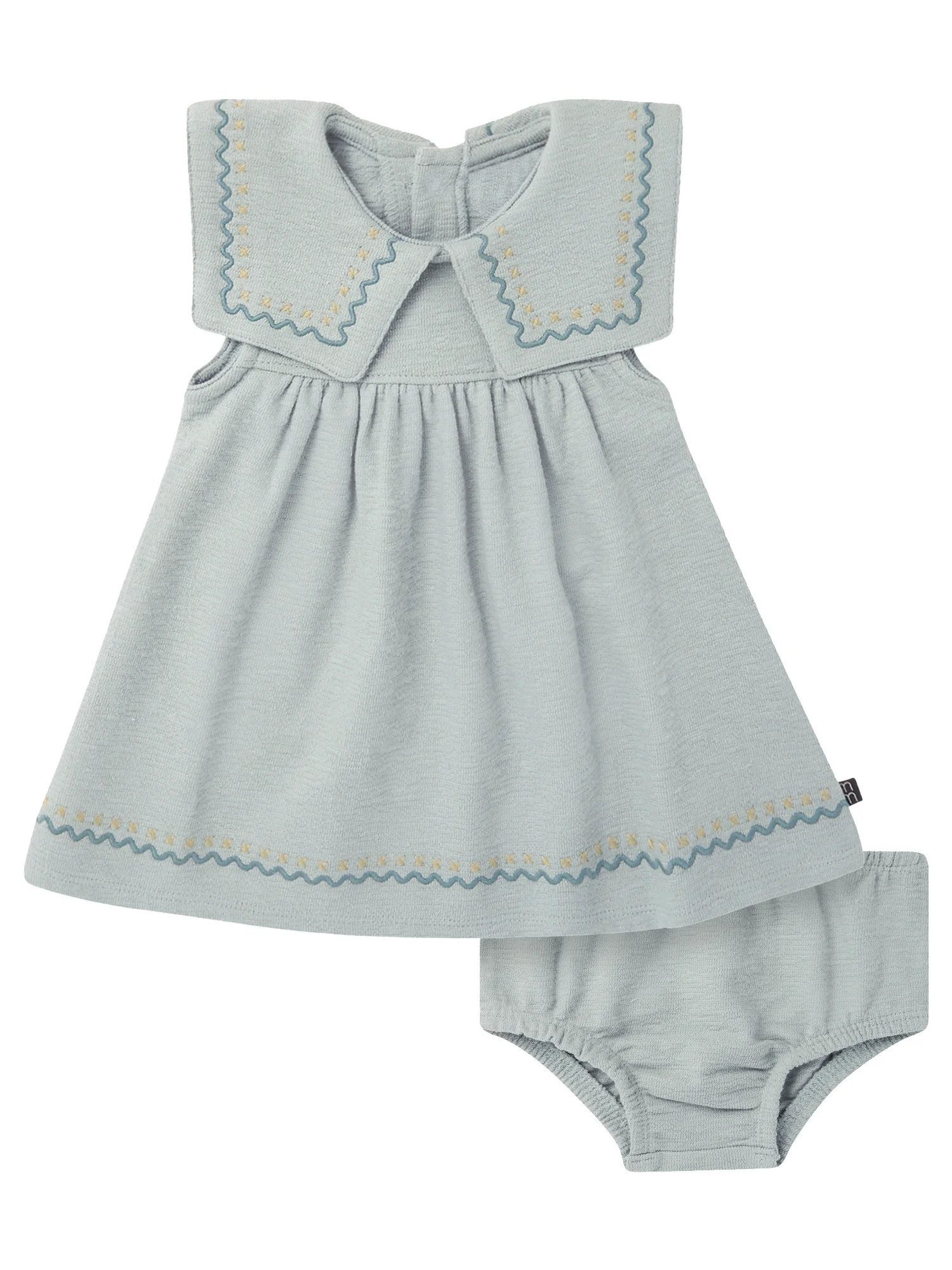 Modern Moments by Gerber Baby Girl Novelty Embroidered Collar Dress and Diaper Cover, 2-Piece, Si... | Walmart (US)