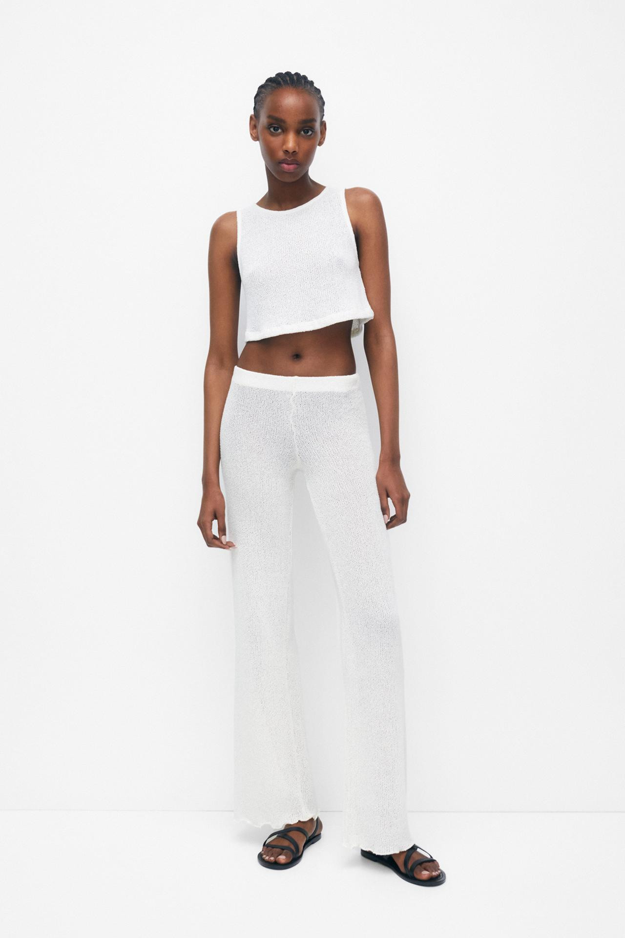 Flared cutwork trousers | PULL and BEAR UK