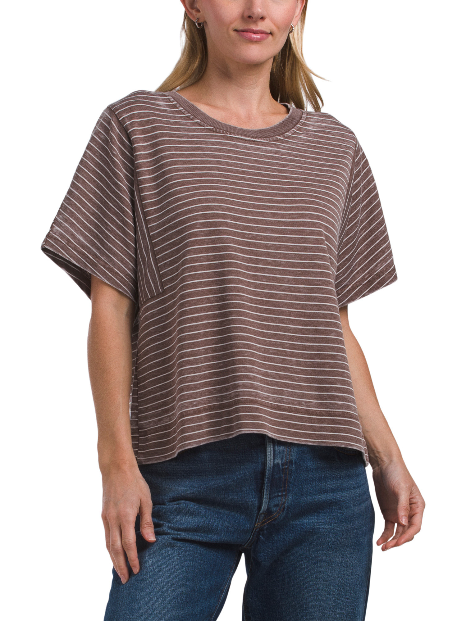 Boxy French Terry Crew Neck Shirt | TJ Maxx