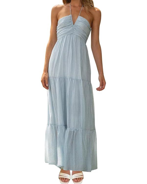 Women's Y2k Bodycon Long Dress Spaghetti Strap Low Cut Sundress Sexy Backless High Split Maxi Dre... | Amazon (US)