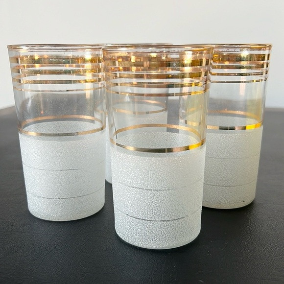 Vintage Mid Century 4 Golden Frosted Tumblers | Poshmark