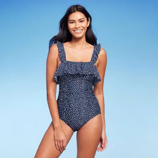 Women's Pucker Textured Square Neck High Coverage One Piece Swimsuit - Kona  Sol