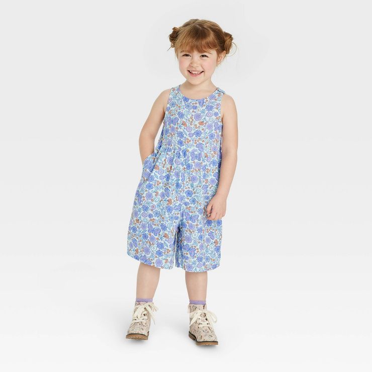 Toddler Girls' Floral Jumpsuit - Cat & Jack™ Blue | Target