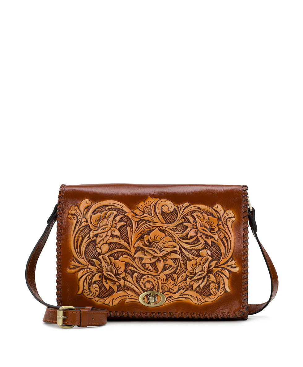 Mabilia Flap Crossbody Bag 
         Natural Cavo Tooled Colorblock | Patricia Nash Designs