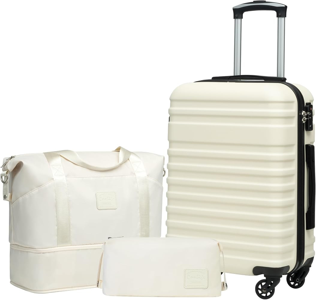 Coolife Suitcase Set 3 Piece Luggage Set Carry On Hardside Luggage with TSA Lock Spinner Wheels (Sno | Amazon (US)
