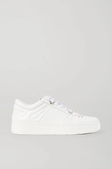 Jimmy Choo - Hawaii Crystal-embellished Perforated Leather Sneakers - White | NET-A-PORTER (US)