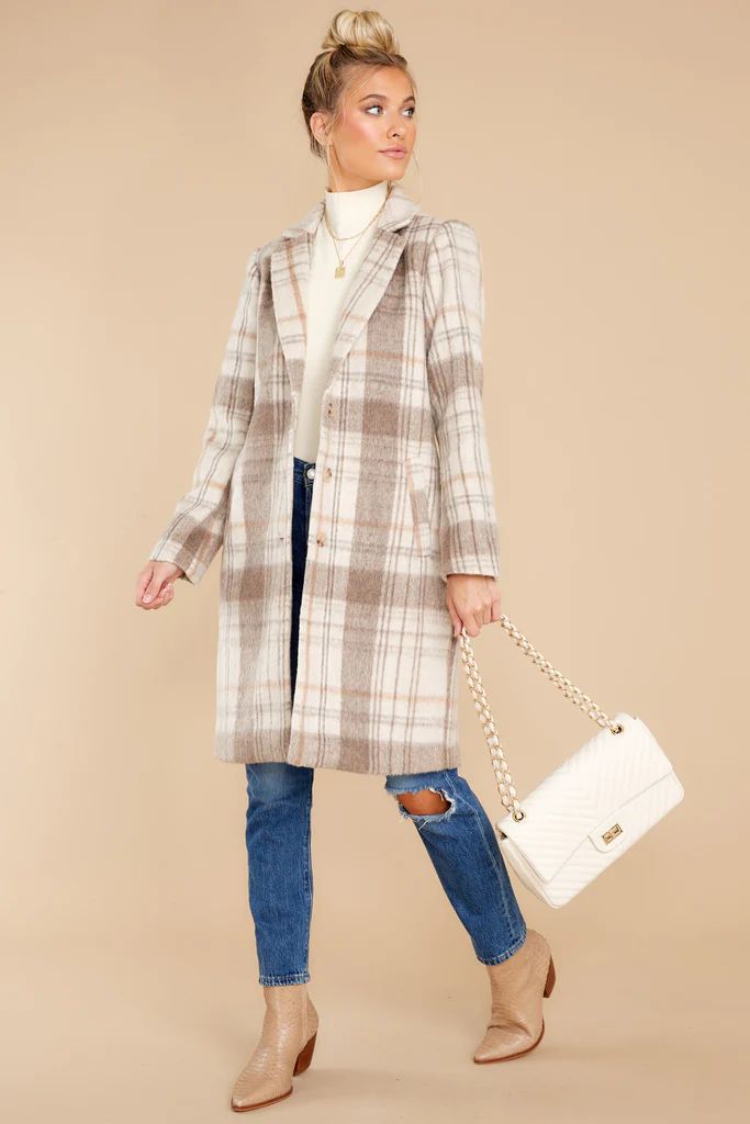 Always Sincere Taupe Plaid Coat | Red Dress 