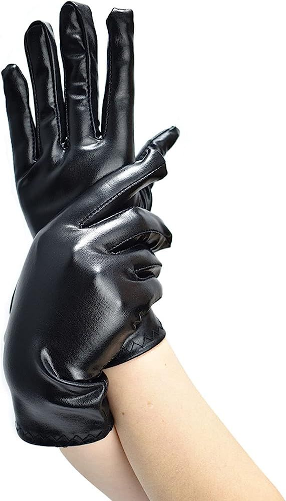 Acenail Women’s Short Gloves Sexy Wrist Cuff Dress Gloves Patent Leather Wet Look Gloves Fashio... | Amazon (US)