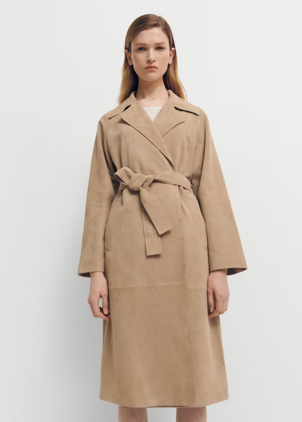 100% suede trench coat -  Women | Mango USA | MANGO (US)