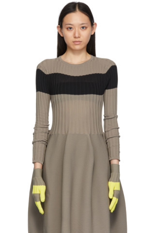 Yellow & Taupe Fluted Gloves | SSENSE