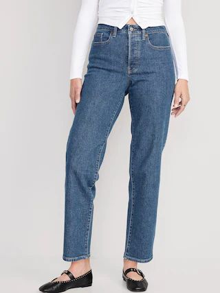 High-Waisted Button-Fly OG Loose Cotton-Hemp Blend Jeans for Women | Old Navy (US)