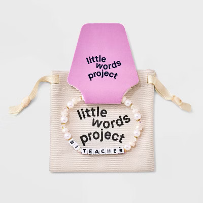 Little Words Project #1 Teacher Beaded Bracelet - Pearl/Clear/Gold | Target