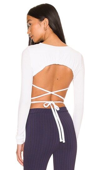 Ribbed Wrap It Up Top in White | Revolve Clothing (Global)