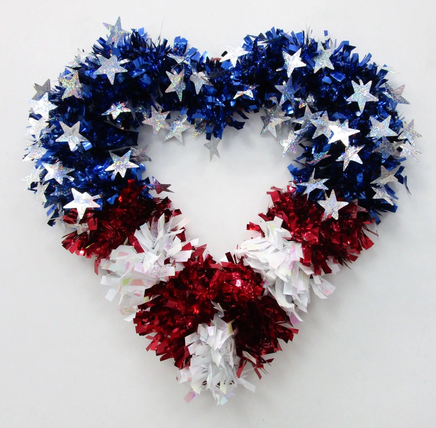 Way To Celebrate Patriotic Tinsel Heart Wreath - Walmart.com | Walmart (US)
