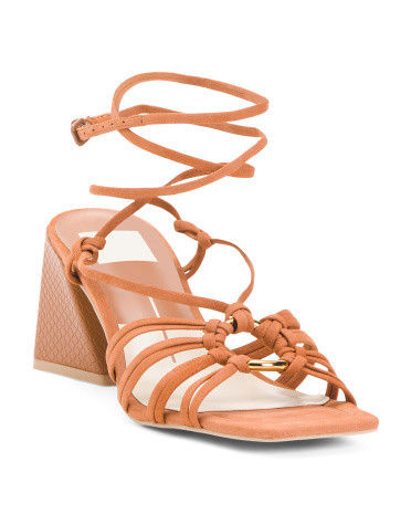 Leather Ankle Wrap Heel Sandals | TJ Maxx