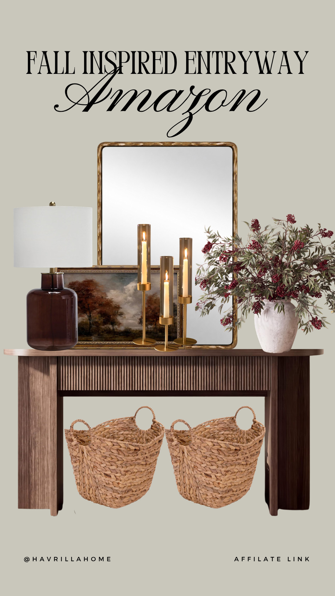 Fal entryway decor, Amazon fall decor, fall console table decor, entryway decorating ideas, autumn entryway decor, fall foyer decor, fall floral arrangement, burgundy fall decor, brass candle holders, vintage fall artwork, fall mirror decor, console table styling, woven baskets, neutral fall decor, cozy entryway ideas, Amazon home decor, Amazon home finds, fall home inspiration, transitional home decor, warm fall aesthetic

#LTKSeasonal #LTKHome