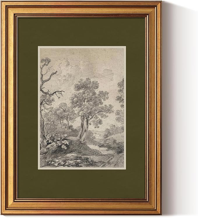 ARPEOTCY Gold Framed Canvas Prints Wall Art,Vintage Tree Sketch Wall Art Framed,Classic Black and... | Amazon (US)