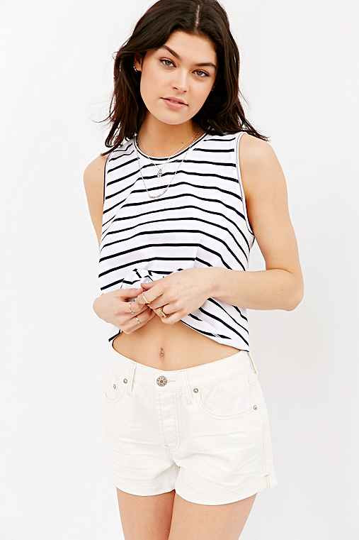 BDG Mid-Rise Tomgirl Denim Short,CREAM,32 | Urban Outfitters US