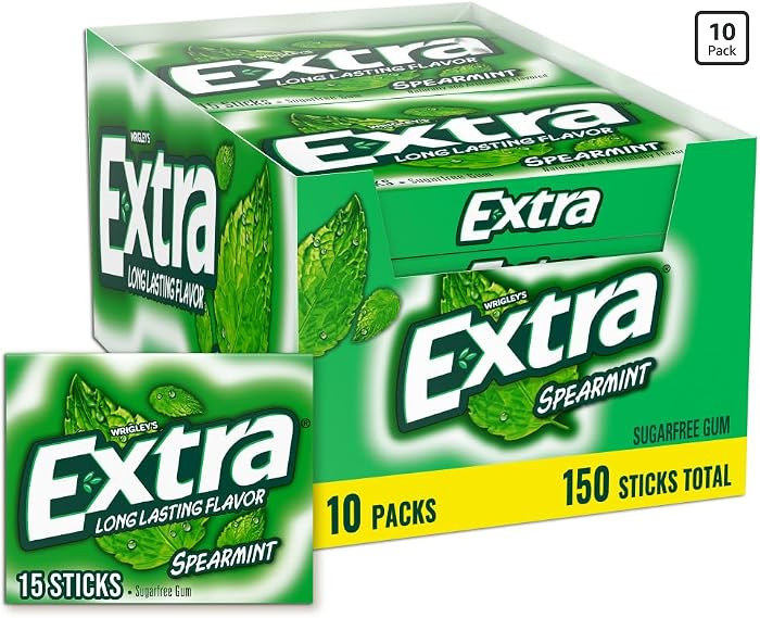 Extra Gum Spearmint Sugarfree Gum Bulk, Individually Wrapped, Perfect for Long Lasting Fresh Brea... | Amazon (US)