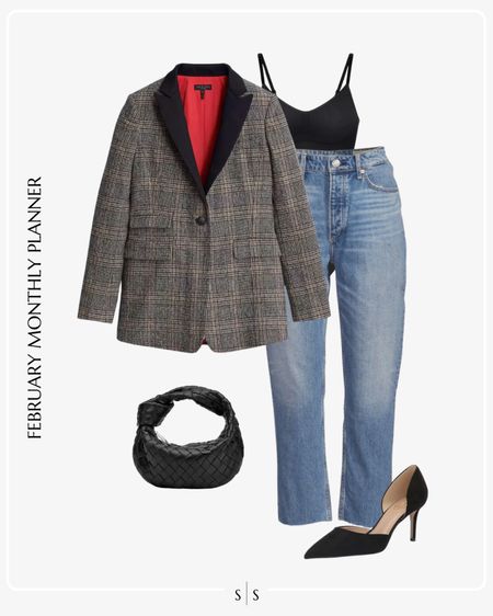 Monthly outfit planner: FEBRUARY: Winter looks | plaid blazer, bodysuit, straight crop Jean, black pumps, woven handbag

Valentines Day, date night outfit 

See the entire calendar on thesarahstories.com ✨ 


#LTKstyletip