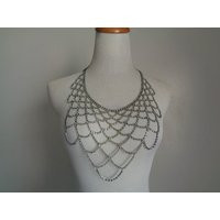 Glamming Pewter Colored Metal & Sparkles Clear Rhinestones Fancy Drape Necklace Prom Pageant Contestants Gala Events Black Tie Party Jewelry | Etsy (US)