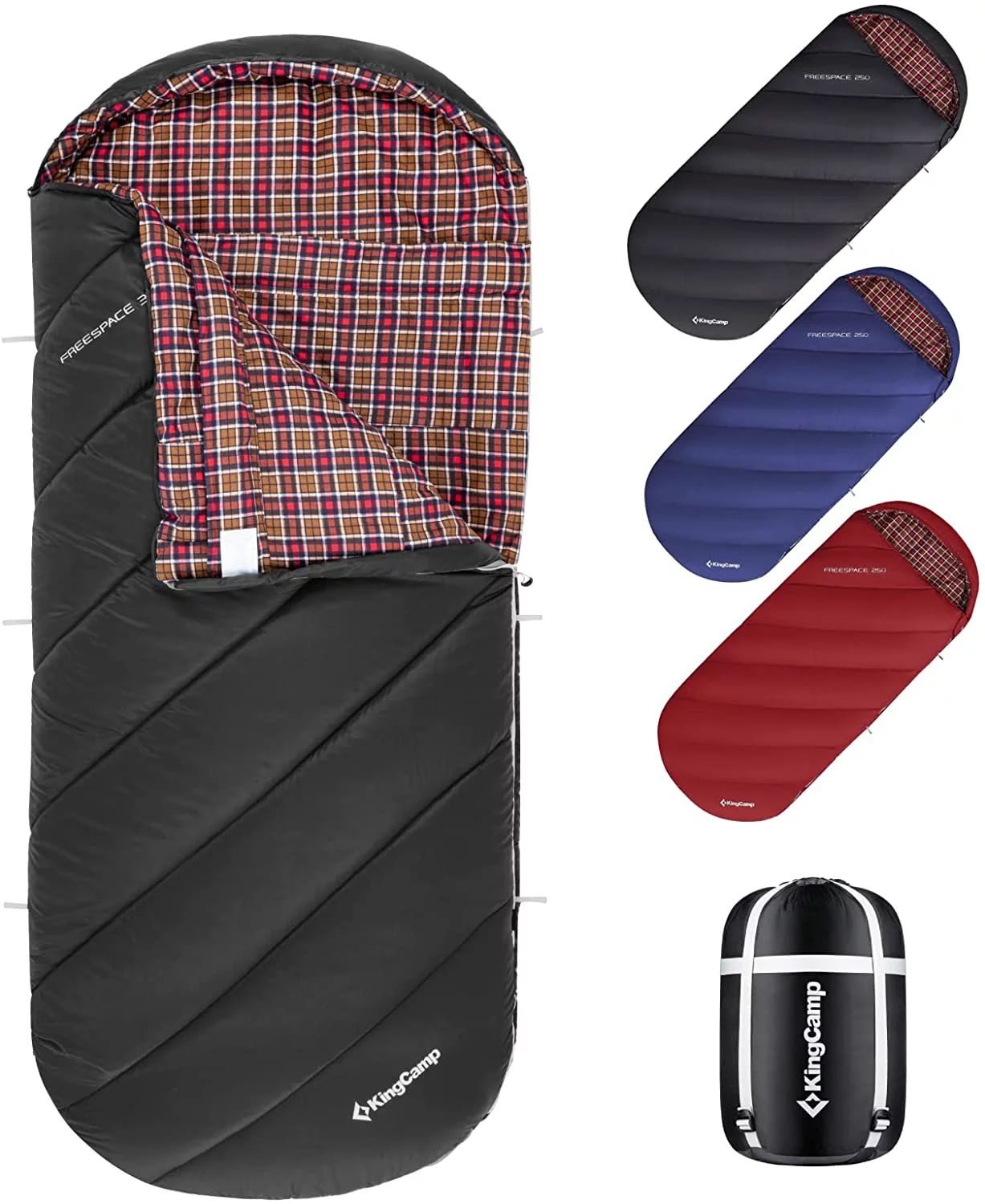 KingCamp XL Camping Sleeping Bags 3 Seasons Oversized Lightweight 100% Cotton Flannel Sleeping Ba... | Walmart (US)